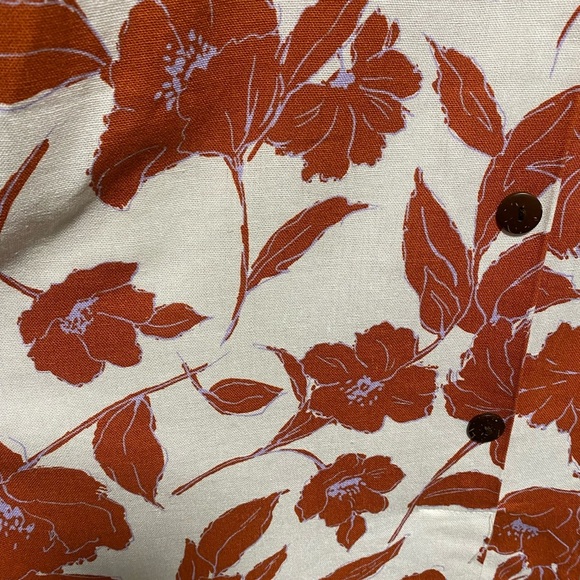 NWT Monteau Linen Blend Floral Button Front Midi Dress Size M Cottagecore Summer - Picture 3 of 7